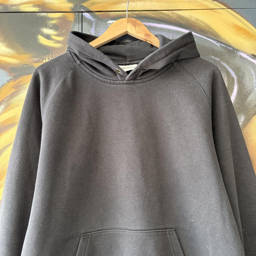 Carhartt WIP Hoodie Mens Large Black Chase Essential Basic Pullover Jumper Top Surf Skate Detroit 90s Y2K 00s