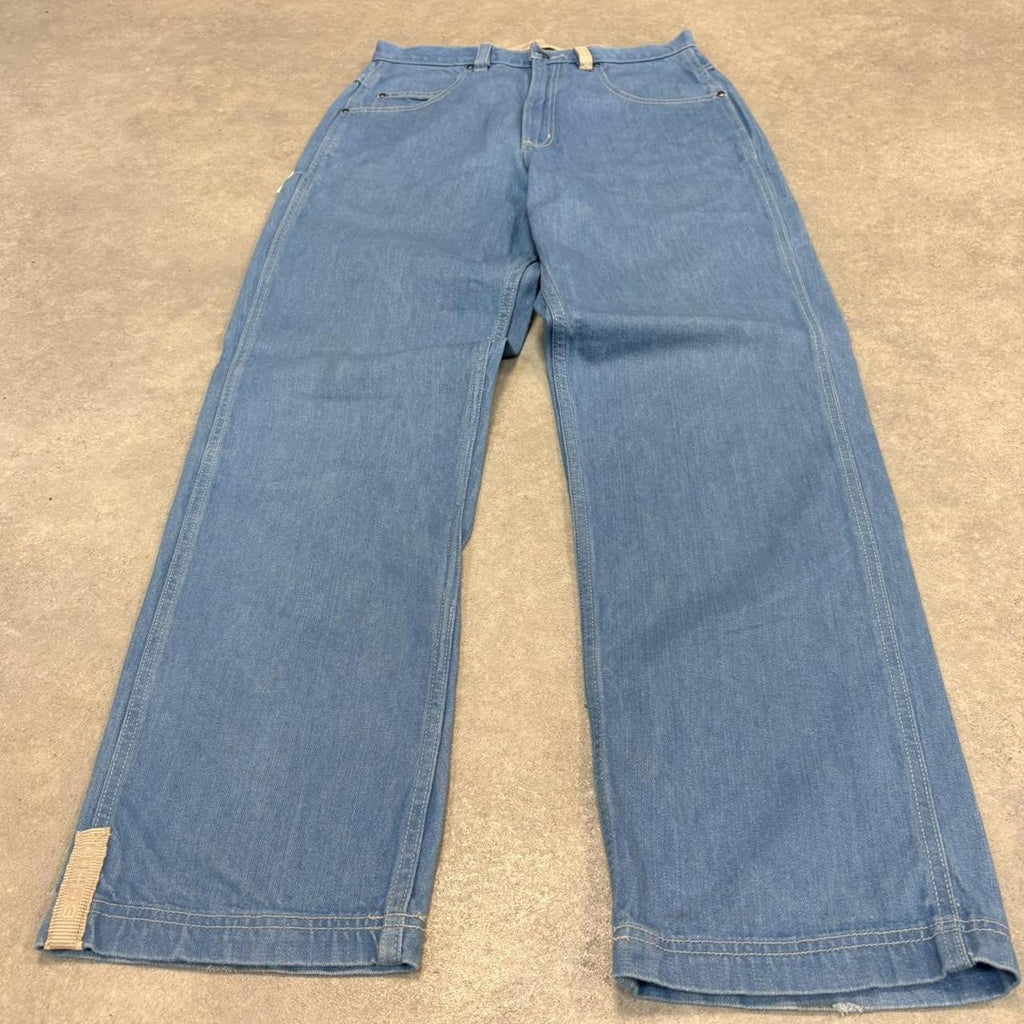 MES2710KA-U - Vintage retro essential  Jordan TWO3 Blue Wash Denim Jeans Trousers pants with embroidered detailing #denim #jordan #straightleg #jeans