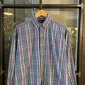 RLS145 - Vintage Ralph Lauren Purple Green Check Longsleeve collared button up polo shirt top #Y2K #preppy #chiefkeef #smartcasual #oldmoney