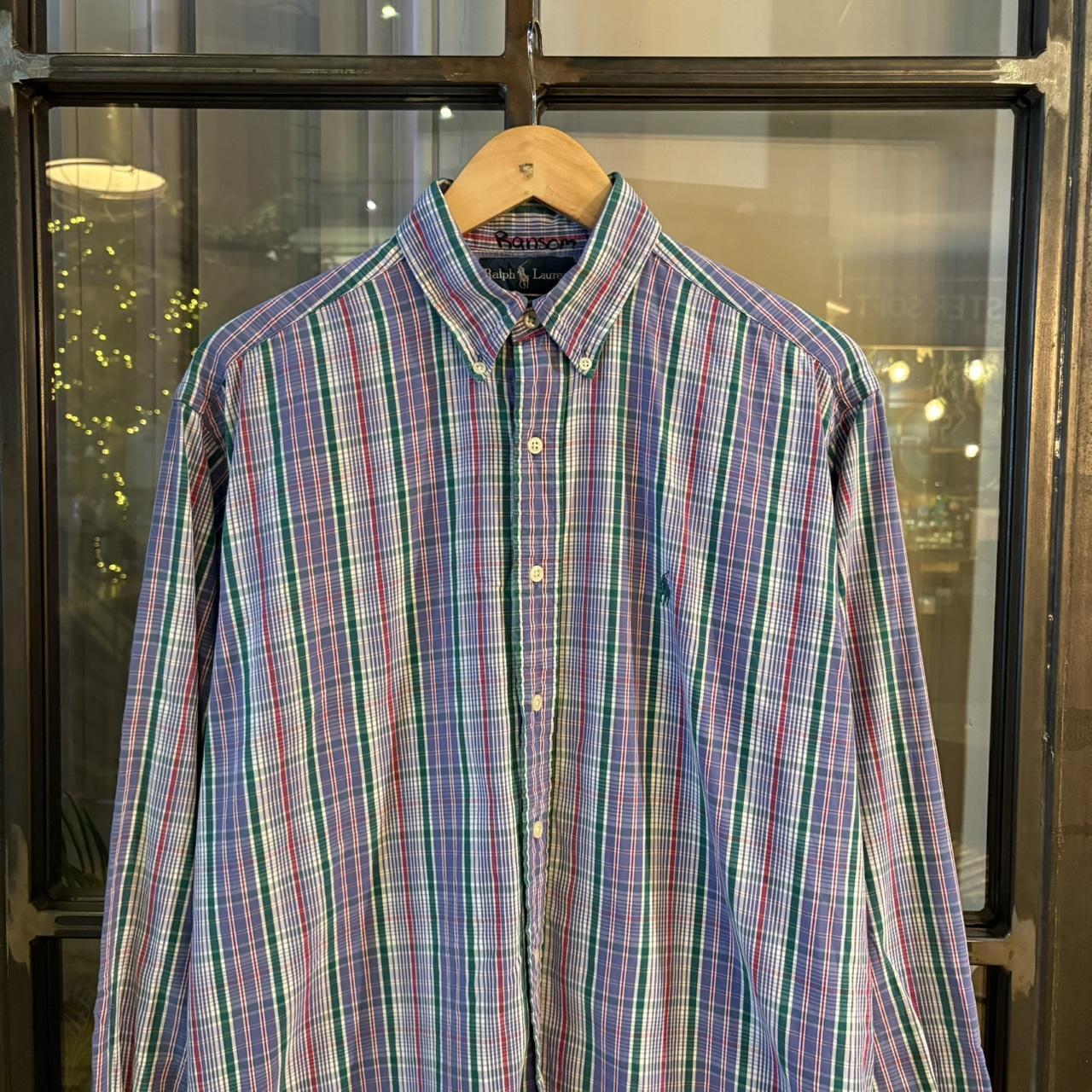 RLS145 - Vintage Ralph Lauren Purple Green Check Longsleeve collared button up polo shirt top #Y2K #preppy #chiefkeef #smartcasual #oldmoney