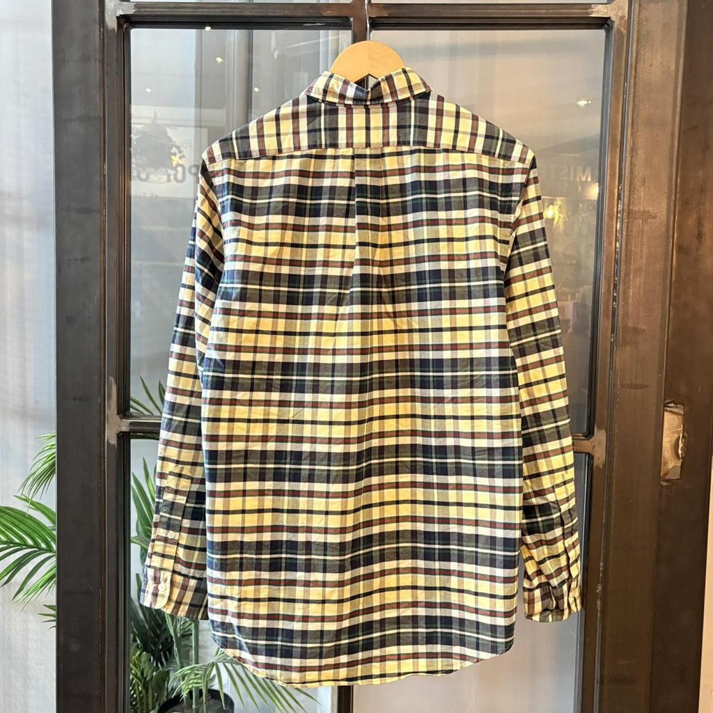 Vintage Ralph Lauren Pale Yellow Navy Check Longsleeve collared button up polo shirt top #Y2K #preppy #chiefkeef #smartcasual #oldmoney