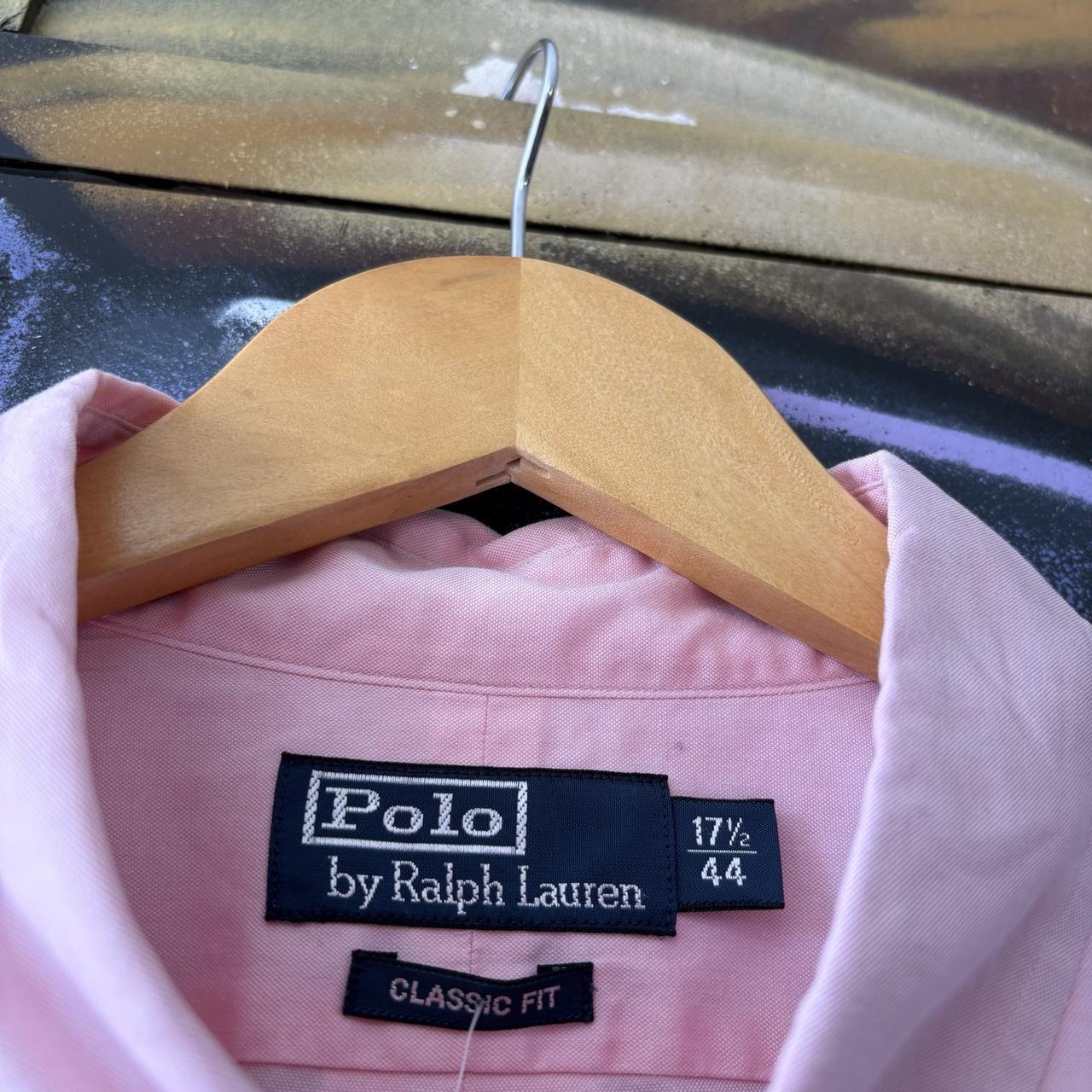 Vintage Ralph Lauren Polo Shirt Mens XL Plain Pink Preppy Pony Logo Collared Button Up Top Y2K 90s