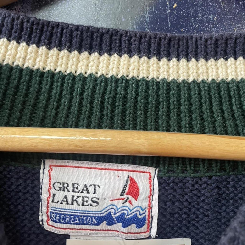 Vintage Great Lakes V-Neck Grandad Funky Knit Sweater