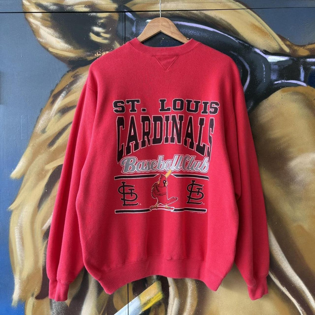 Vintage St Louis Cardinals Jumper Red Mens Large 1990 MLB Baseball Sweatshirt Top 90s Y2K Logo 7 USA