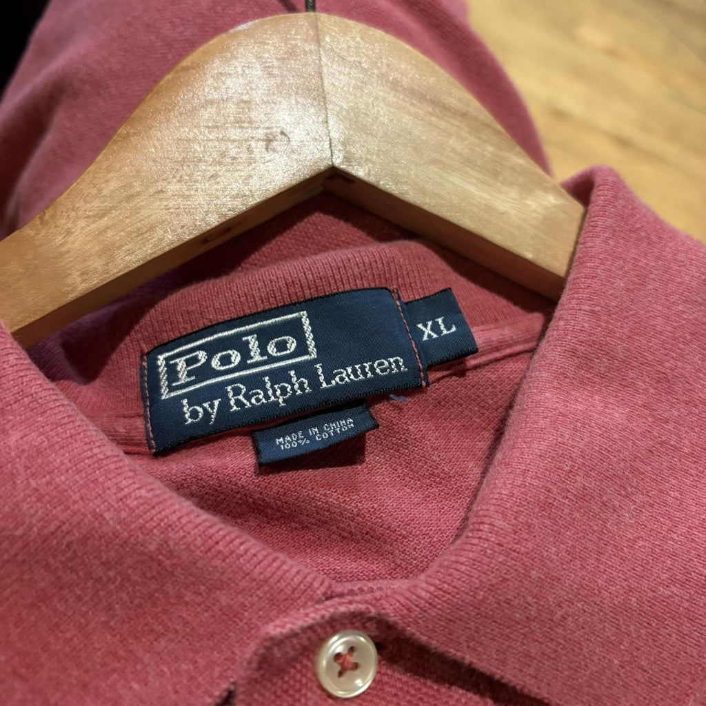 POL343-P - Vintage Retro Ralph Lauren Plain Pink Polo Shirt Short Sleeve collared button up top  #Y2K #preppy #chiefkeef #oldmoney #ralphlauren