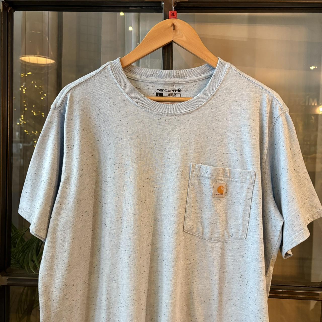 TEE486P- Vintage Retro Essential Light Blue Carhartt Pocket Top Tee T-shirt with embroidered patch logo #skater #workwear #carhartt #y2k #pockettop