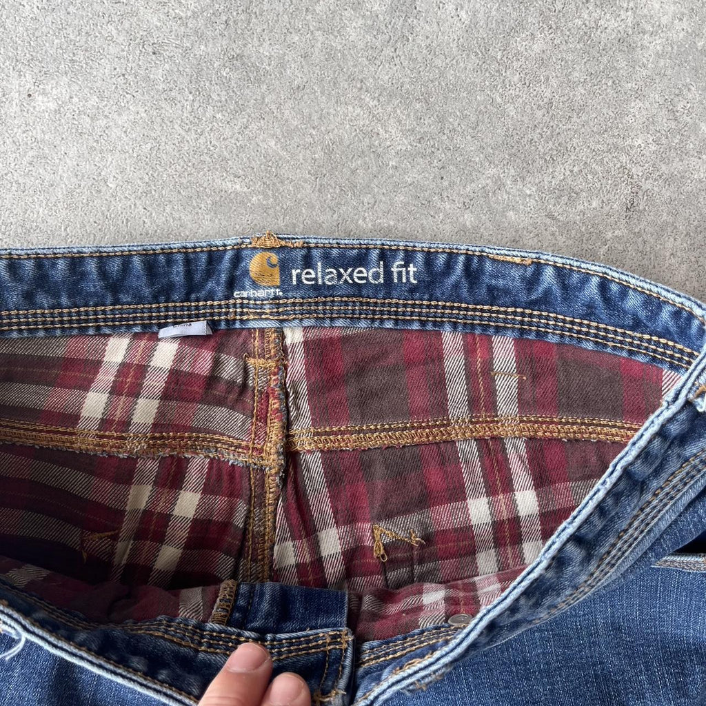 Carhartt Dark Wash Check Lined Denim Jeans