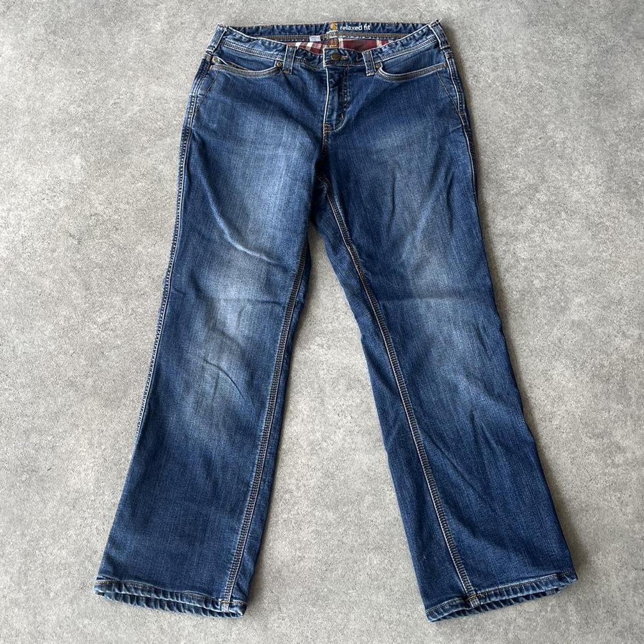 Carhartt Dark Wash Check Lined Denim Jeans