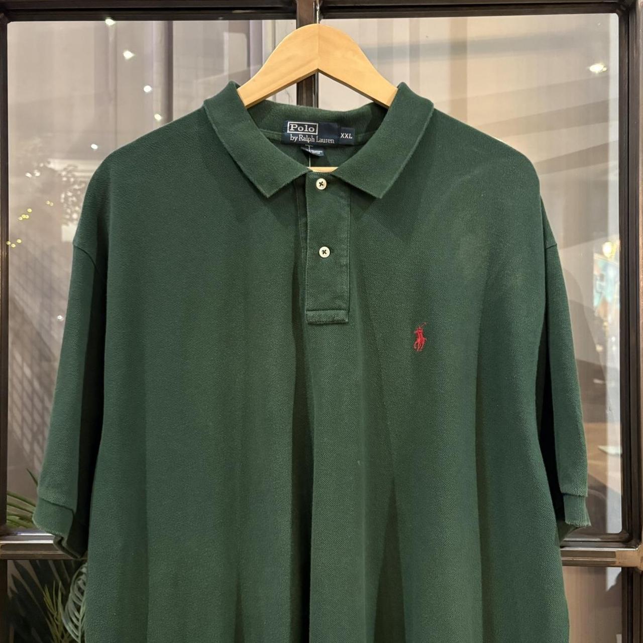 BR1912C-F - Vintage Retro Ralph Lauren Plain Dark Green Polo Shirt Short Sleeve collared button up top  #Y2K #preppy #chiefkeef #oldmoney #ralphlauren