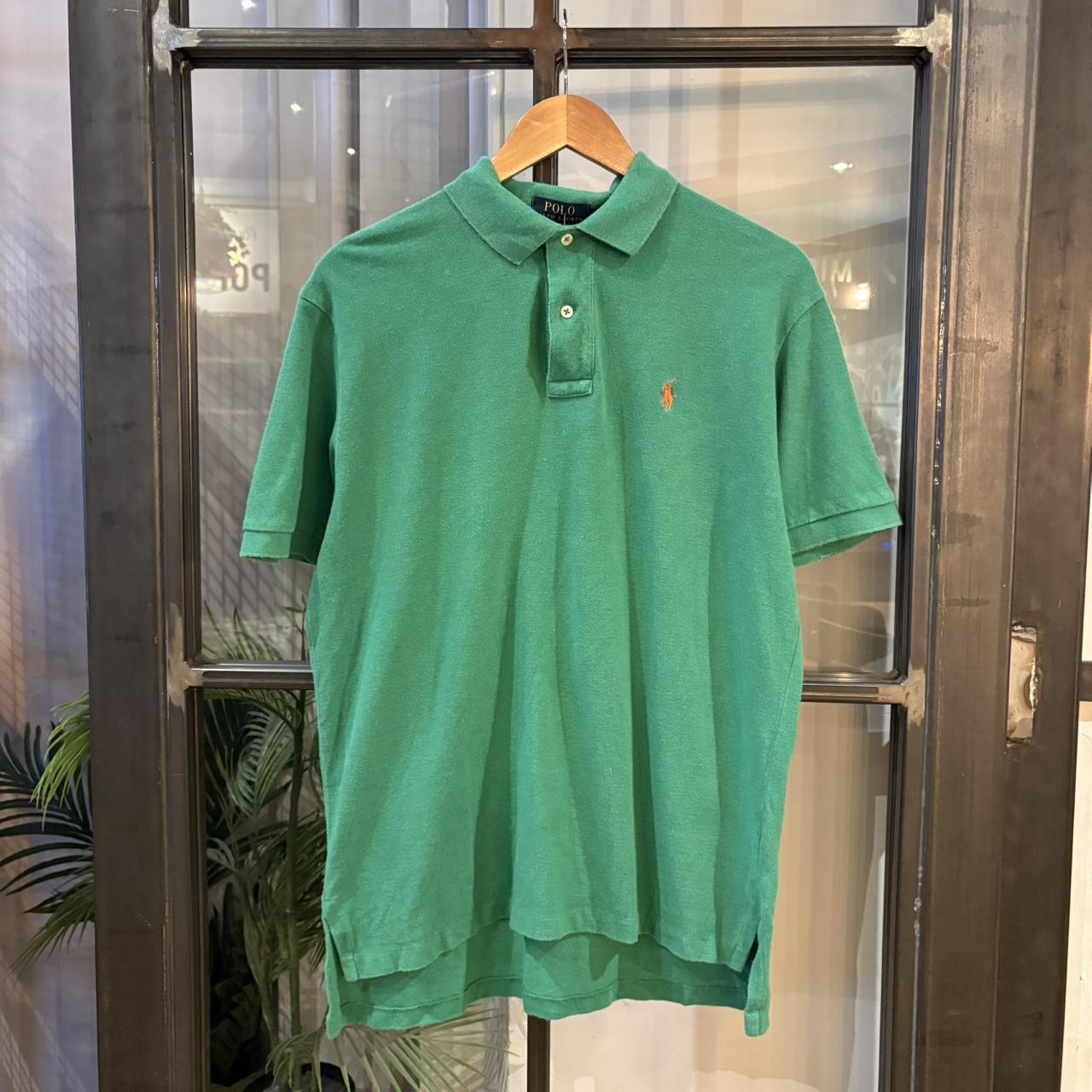 Vintage Retro Ralph Lauren Plain Green Polo Shirt Short Sleeve collared button up top  #Y2K #preppy #chiefkeef #oldmoney #ralphlauren