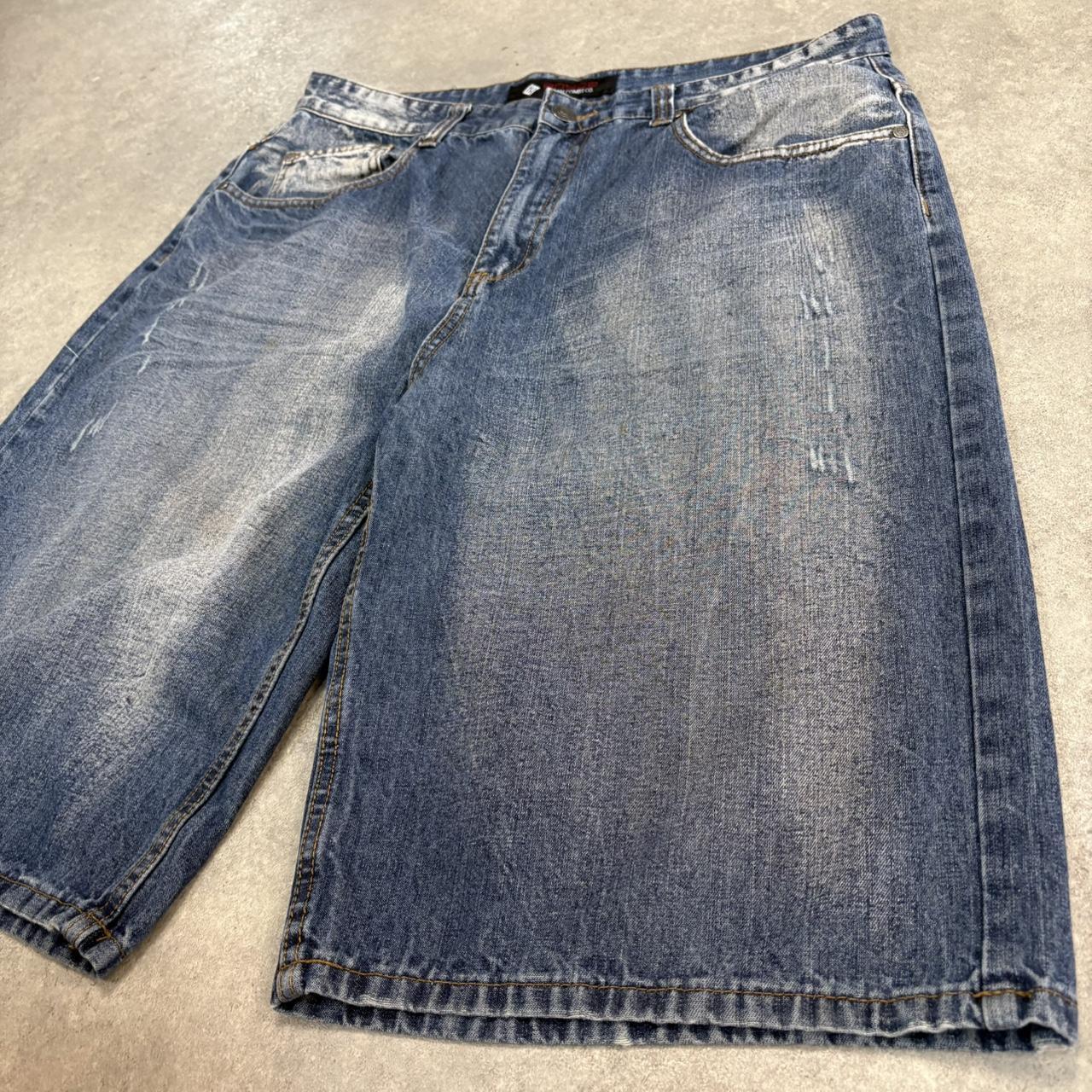 Vintage Blue Wash Enyce Jorts Mens 36” Baggy Wide Leg Skate Surf Denim Jean Shorts Hip Hop Streetwear Y2K