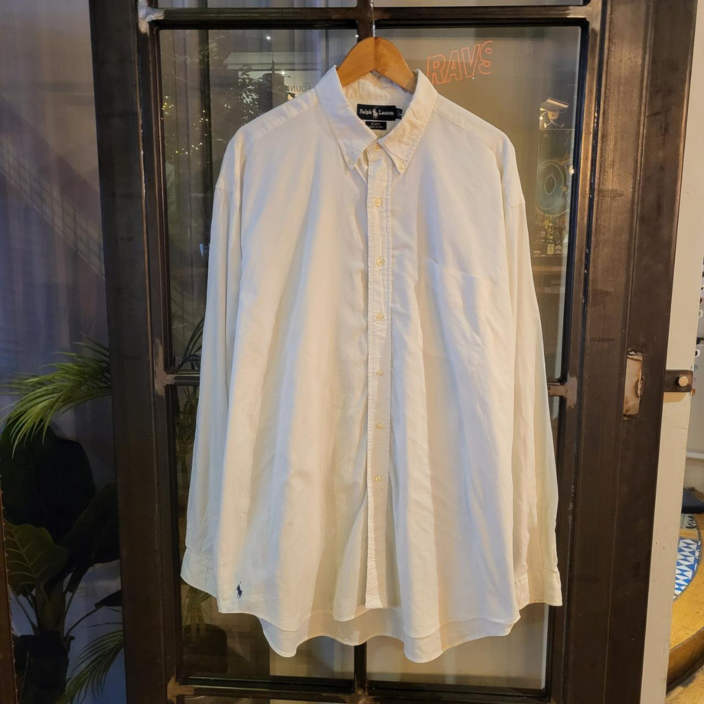 RLS080 - Vintage Ralph Lauren White Plain Shirt Short Sleeve collared button up top #Y2K #preppy #chiefkeef #golf #oldmoney
