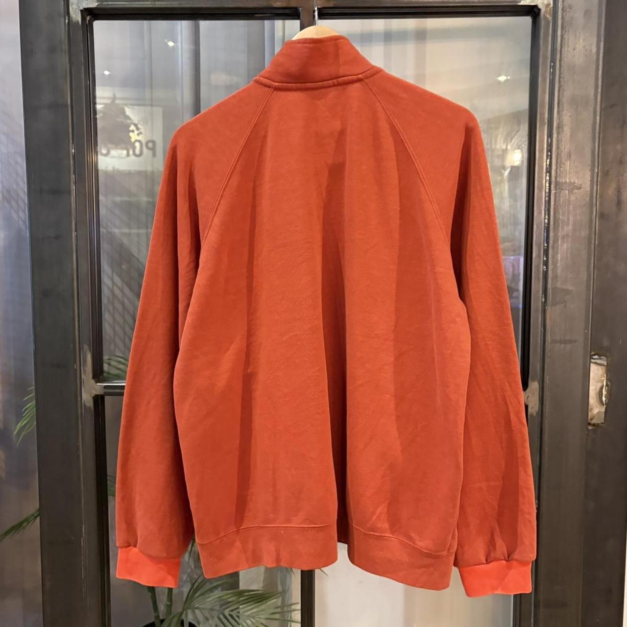 MA2207EI-F - Vintage Retro Essential Orange Carhartt 1/4 Zip Jumper Sweatshirt with embroidered patch pocket logo #90s #workwear #carhartt #skater #y2k