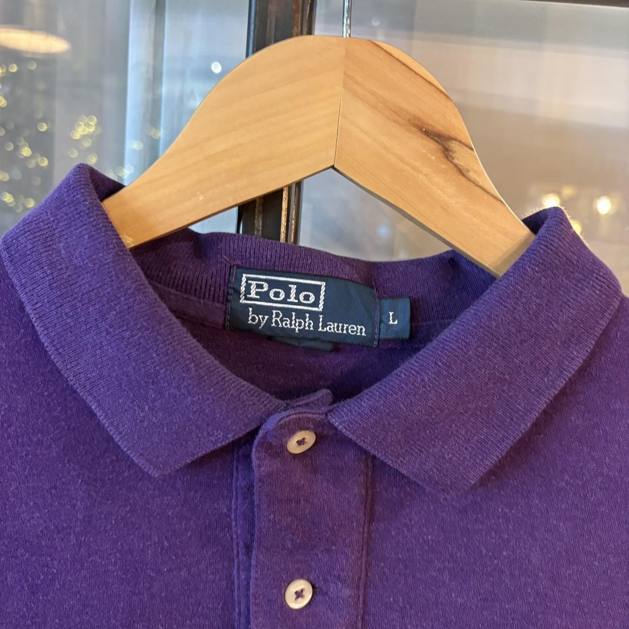 POL401-F - Vintage Retro Ralph Lauren Purple Plain Polo Shirt Short Sleeve collared button up top  #Y2K #preppy #chiefkeef #oldmoney #ralphlauren