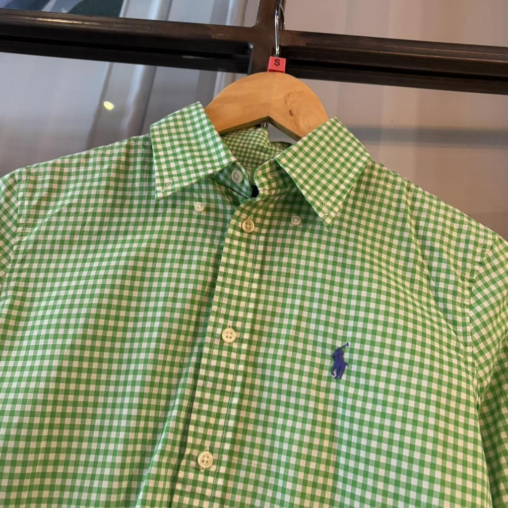 BR2804BD-F - Vintage Ralph Lauren green check pattern Longsleeve collared button up polo shirt top #Y2K #preppy #chiefkeef #smartcasual #oldmoney
