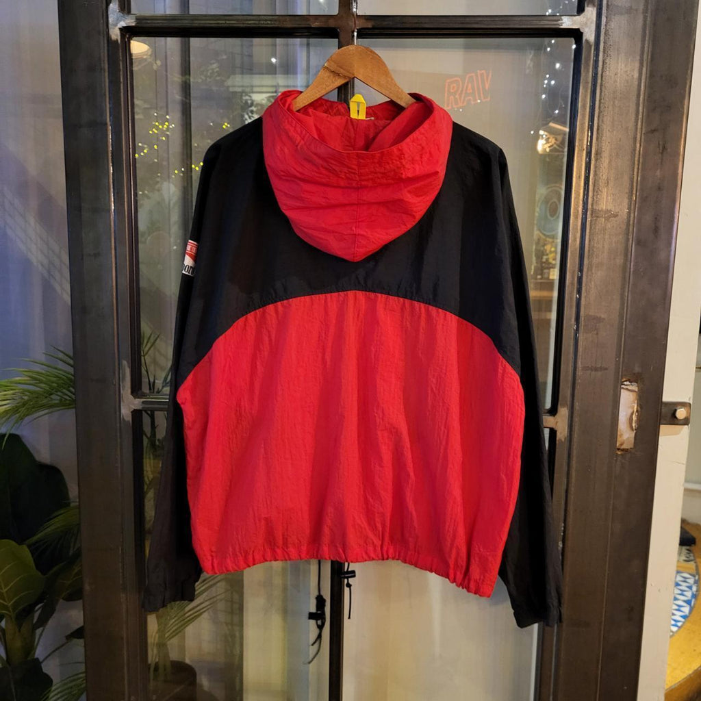 WDB040 - Vintage Retro Essential Marlboro Adventure Team Red Black Lightweight Windbreaker full zip up Jacket with patch logo on sleeve #windbreaker #lightweight #festival #marlboro #cigarette