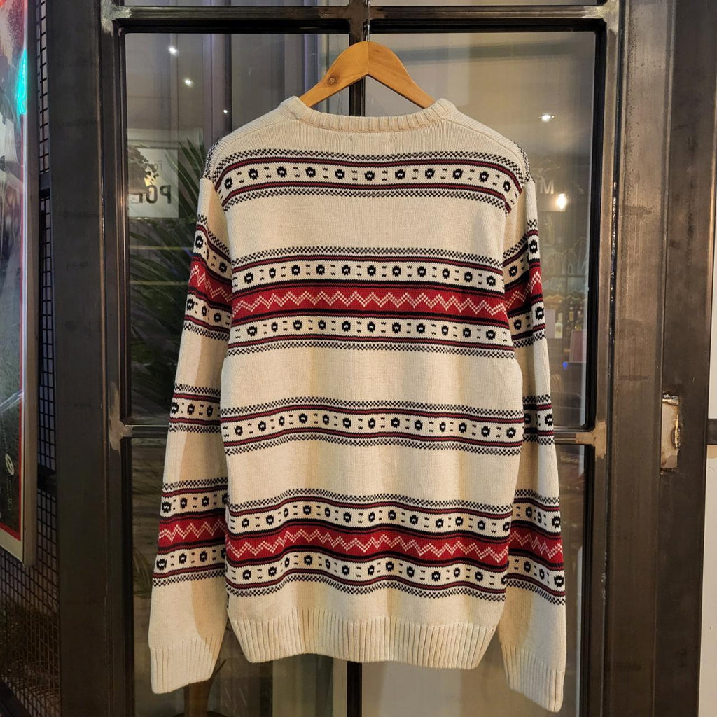 KNT1006 Vintage Retro mens Essential cream navy red patterned argyle golf grandpa knitted cosby sweatshirt jumper crewneck 90s y2k