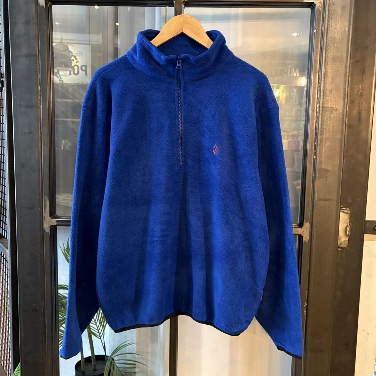 0325C60UF - Vintage retro essential Blue Nautica 1/4 quarter zip up outdoor sweatshirt fleece jacket #nautica #outdoor #expedition #hike #gorpcore
