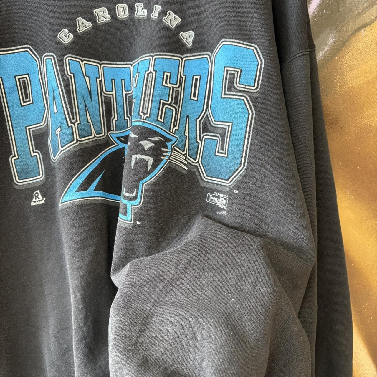 Vintage 1994 Carolina Panthers Sweatshirt Mens XL Black Spellout Logo NFL USA Jumper Top Y2K 90s