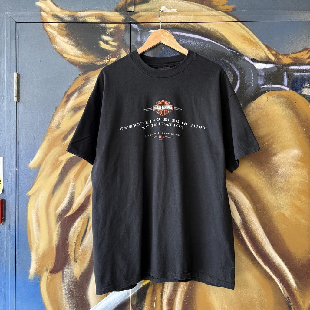 Vintage Harley Davidson T Shirt Mens XL Black Red Oak Iowa Biker Grunge Graphic Print Top Tee T-shirt 90s Y2K 00s