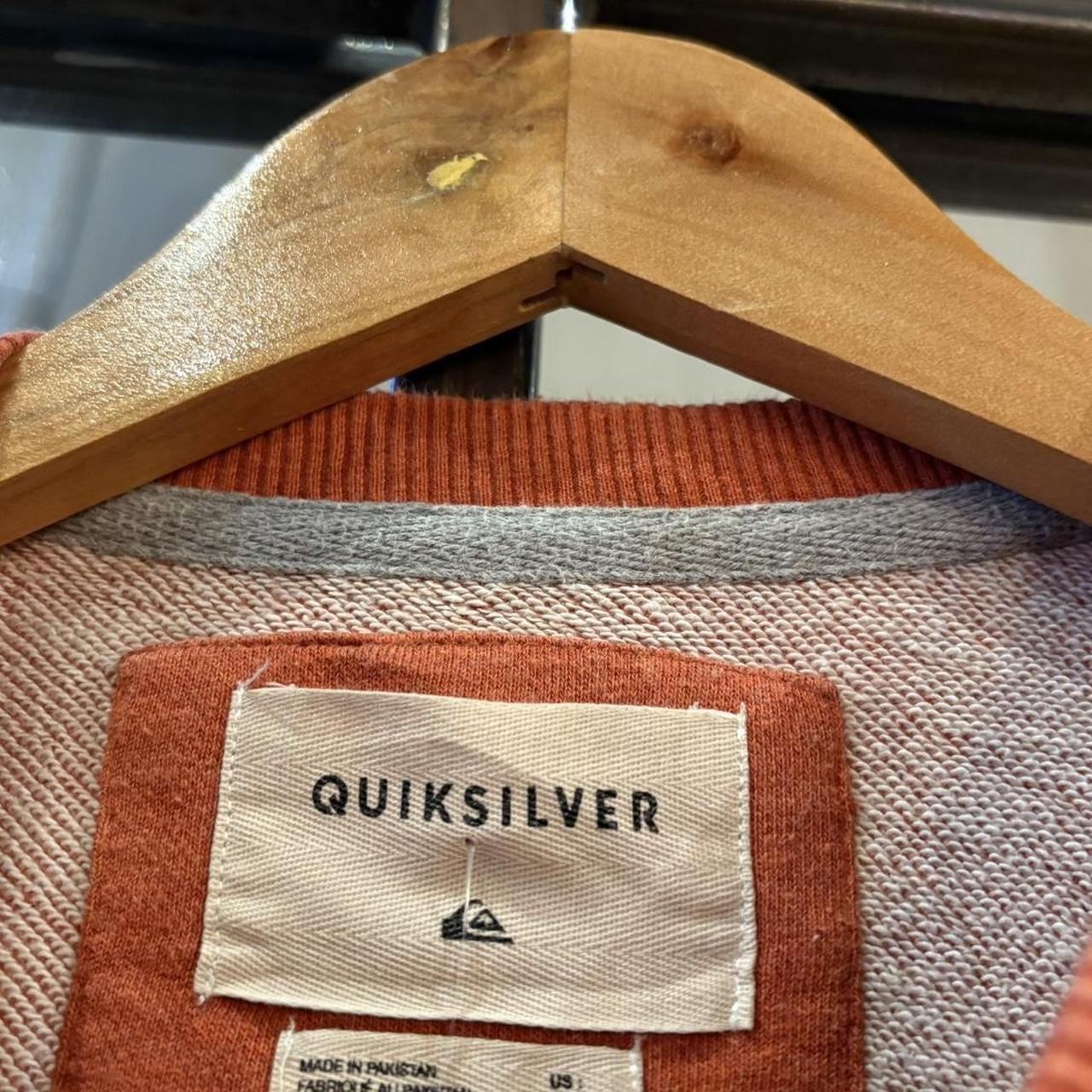 MA0406EM-P - Vintage Retro Essential Orange Quiksilver Crewneck Jumper Sweatshirt with embroidered and print logos #90s #skater #surfer #quiksilver #y2k