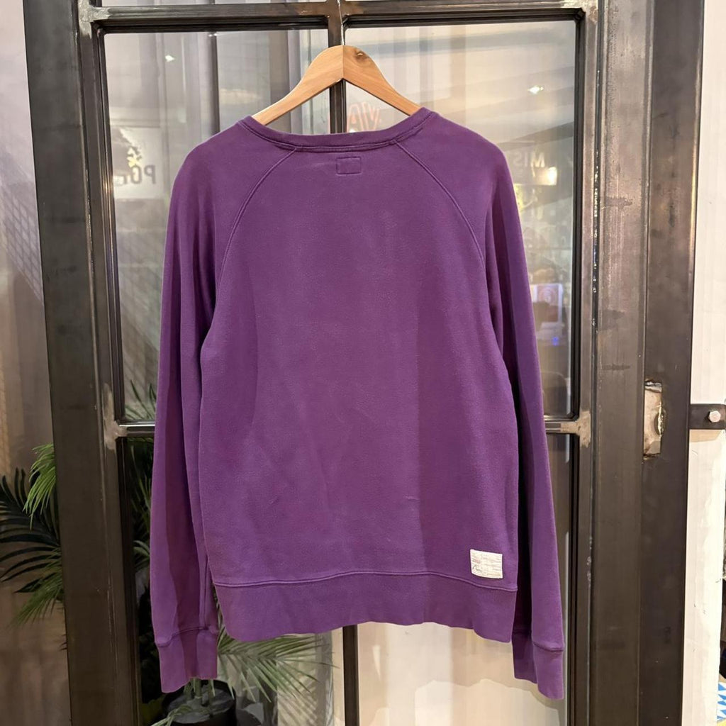SWT107-P - Vintage Retro Essential Purple Evisu Crewneck Jumper Sweatshirt with spell out print logo #sweat #japanese #essential #y2k #evisu
