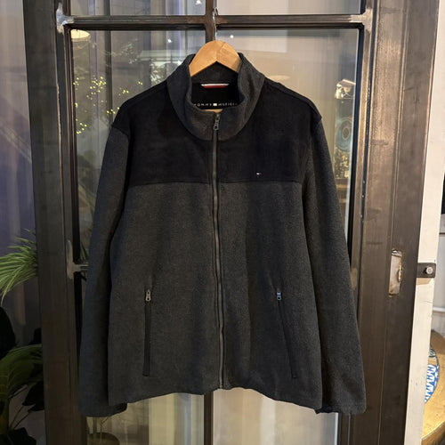 0225D82BR - Vintage retro essential Tommy Hilfiger Black full zip up outdoor fleece jacket sweatshirt #tommy #outdoor #preppy #hike #smartcasual