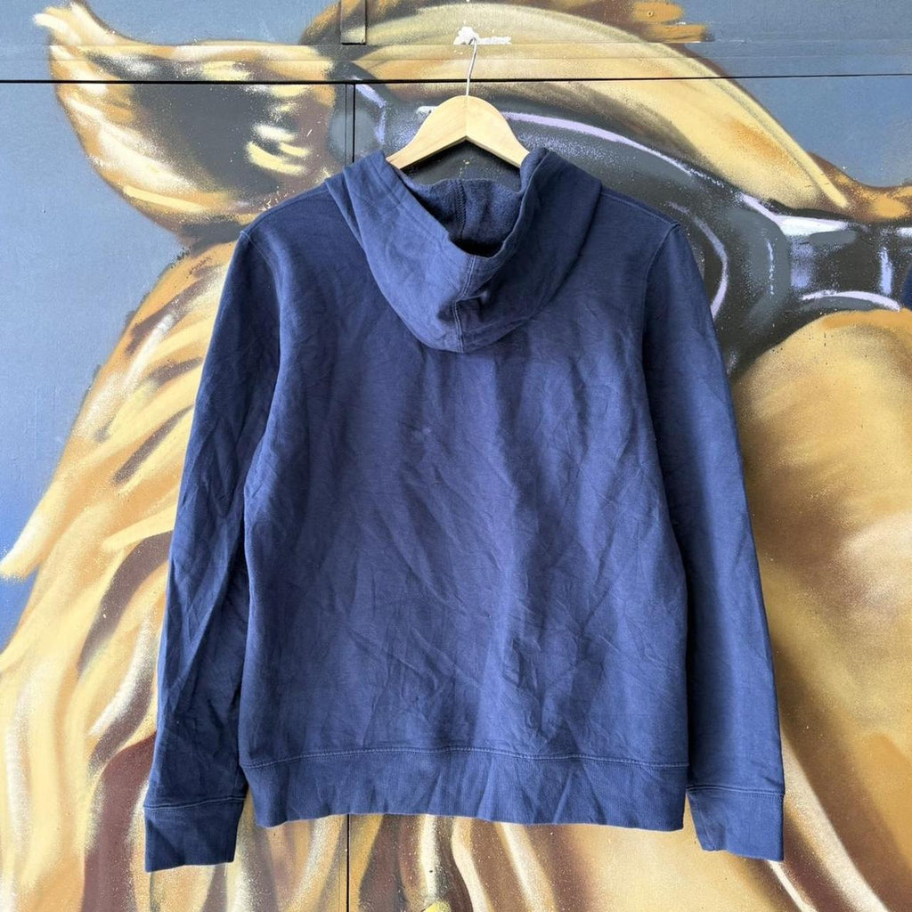 Vintage GAP Hoodie Womens Medium Spellout Logo Navy Blue USA Collegiate Varsity Streetwear 90s Y2K