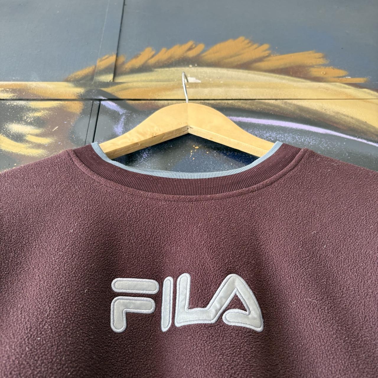 Vintage Fila Sweatshirt Mens XL Maroon Fleece Pullover Jumper Top 90s Y2K 00s