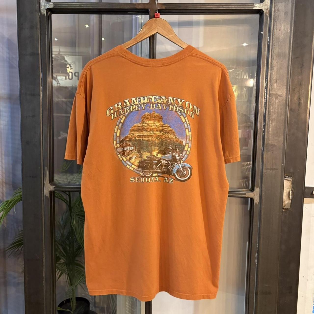 BR2401BJ-P - Vintage Retro Essential Orange Harley Davidson Grand Canyon Sedona, AZ Graphic Print Top Tee T-shirt #graphic #motorcycles #biker #harley #harleydavidson