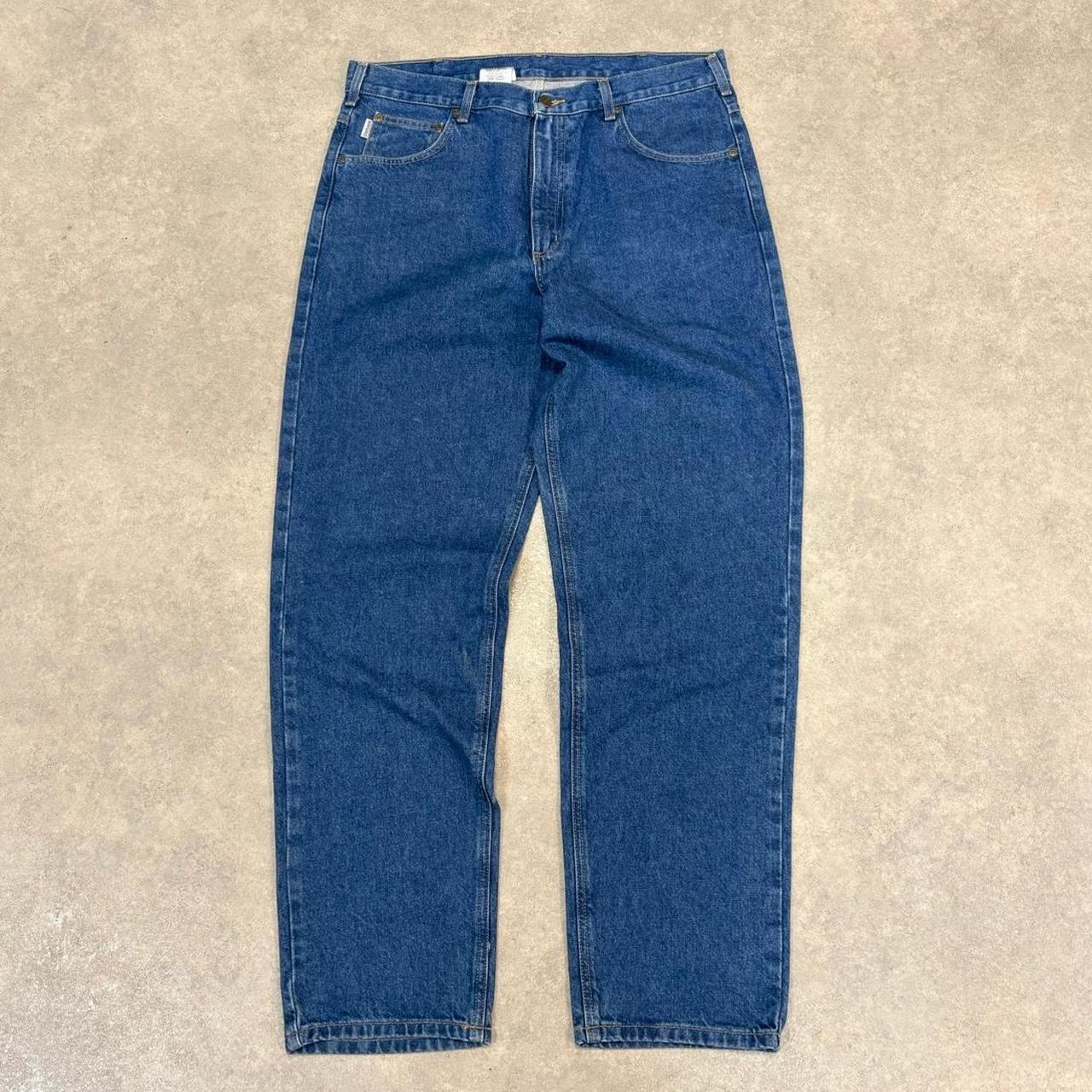 BR1912UK-U - Vintage retro essential Carhartt Straight Leg Relaxed Blue Wash Denim Jeans Trousers pants #denim #skater #jeans #carhartt #straightleg