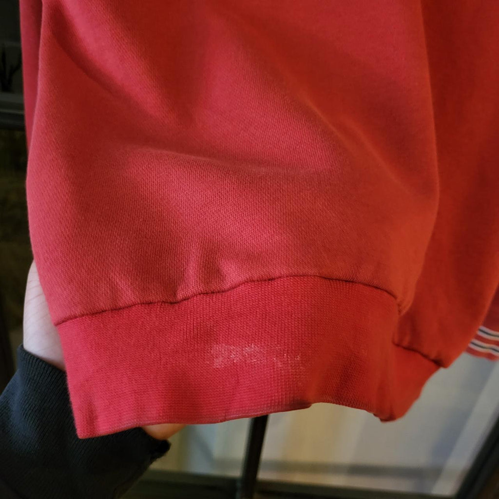 SWT273 - Vintage Retro Essential adult Nike Athletics USA Making Tracks Grey Red Hoodie sweatshirt with big graphic spellout small chest embroidered logo #nike #90s #track #casual #running