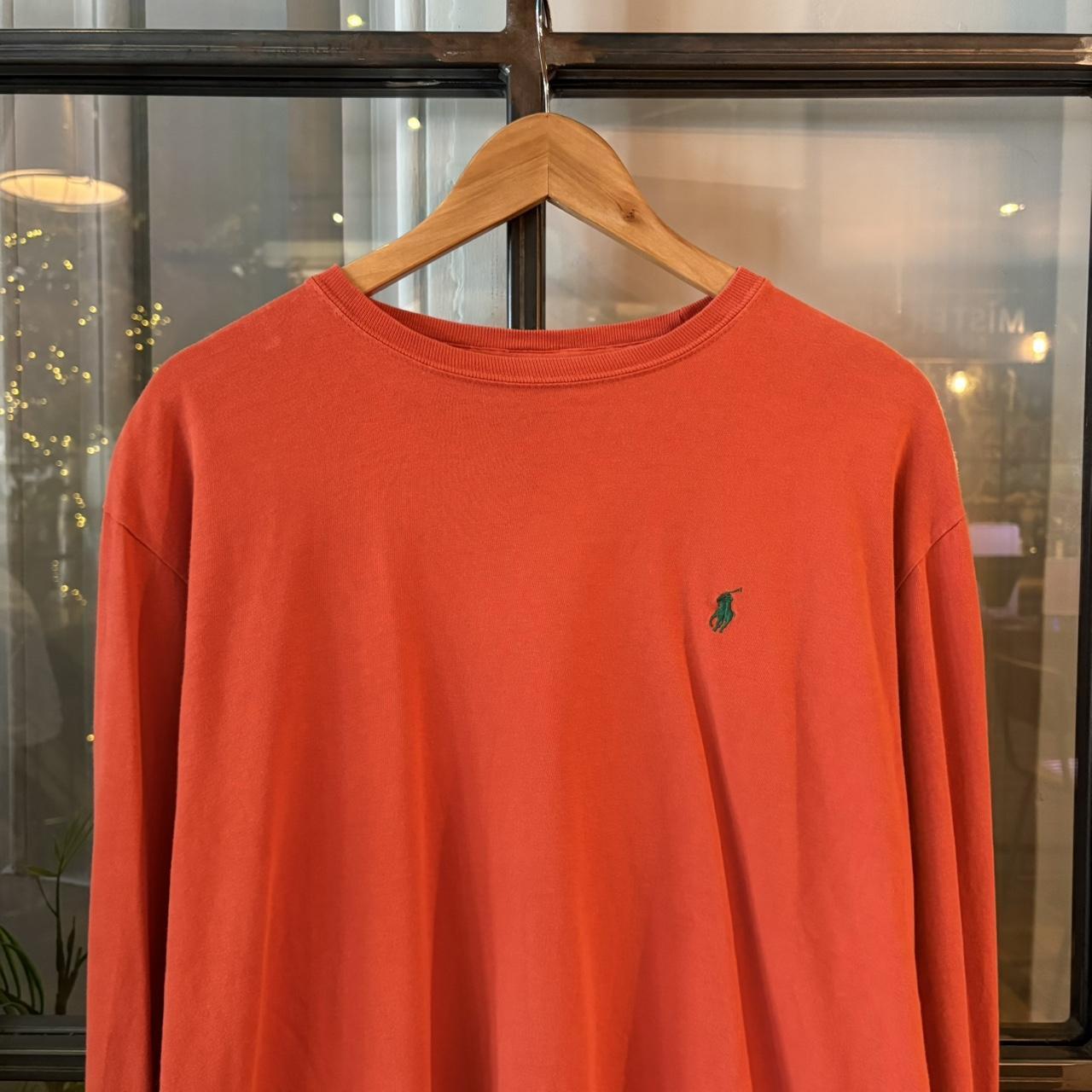 0225D83 - Vintage Retro Essential Polo Ralph Lauren Longsleeve Orange Top Tee T-shirt #90s #preppy #top #oldmoney #ralphlauren
