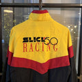 1224E44BR - Vintage Retro Essential Slick 50 Racing Yellow Black Red Full Zip Up Racer Lightweight Windbreaker Jacket #slick50 #racing #racerjacket #windbreaker #racing