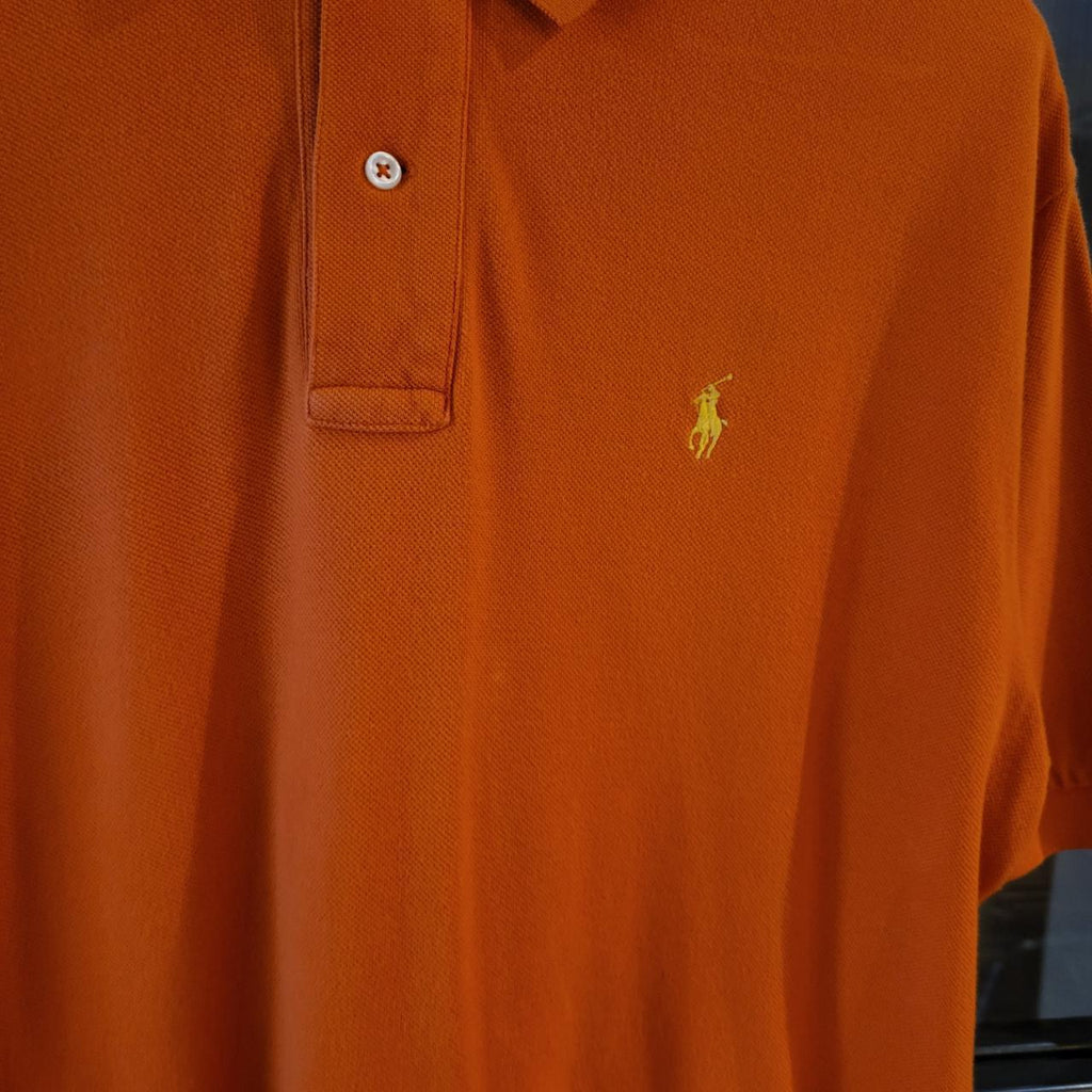 POL174 - Vintage Ralph Lauren Orange Polo Shirt Short Sleeve collared button up top #Y2K #preppy #chiefkeef #golf #oldmoney