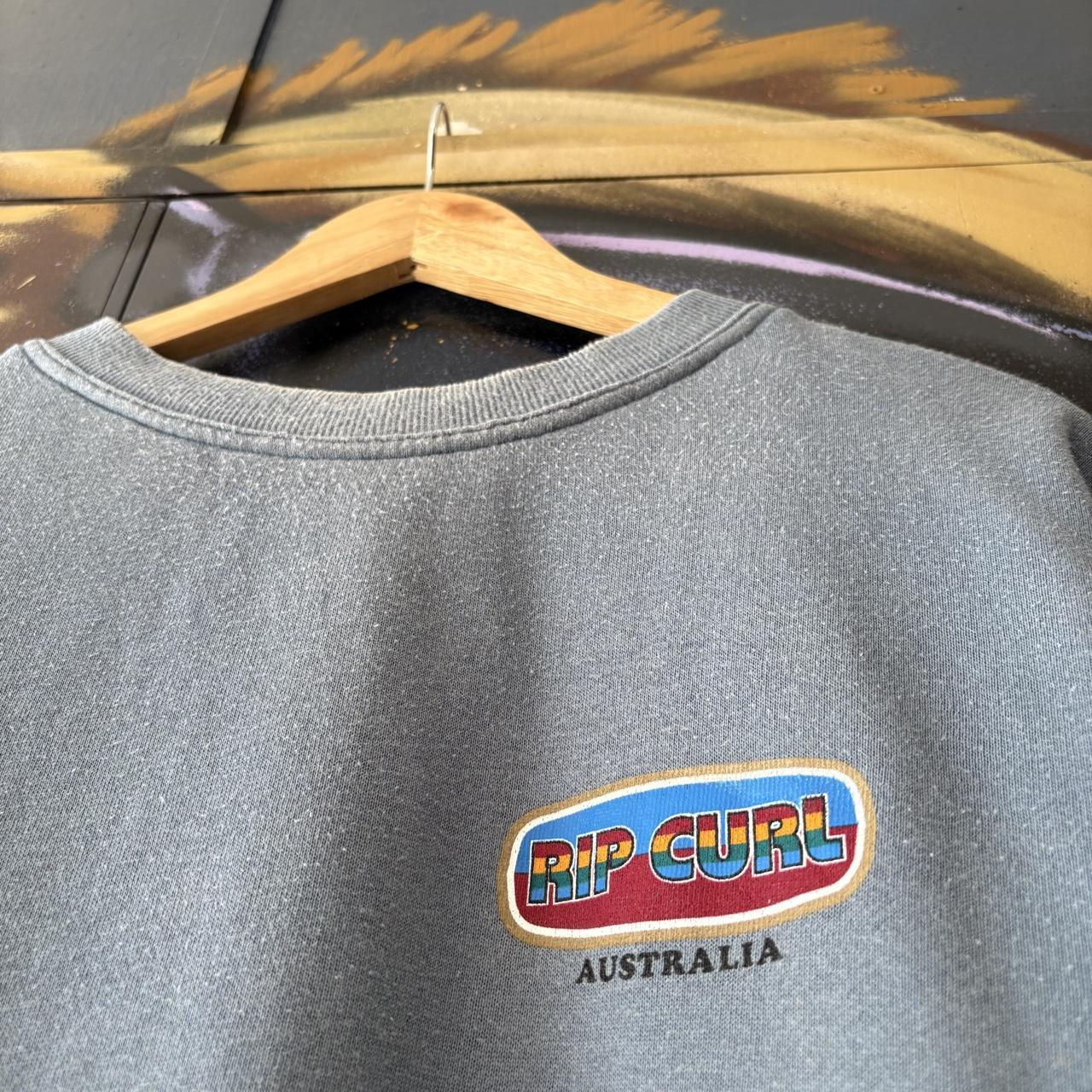 Vintage Ripcurl Sweatshirt Mens XL Light Blue Colourful Box Logo Pullover Jumper Top Surf 90s Y2K 00s