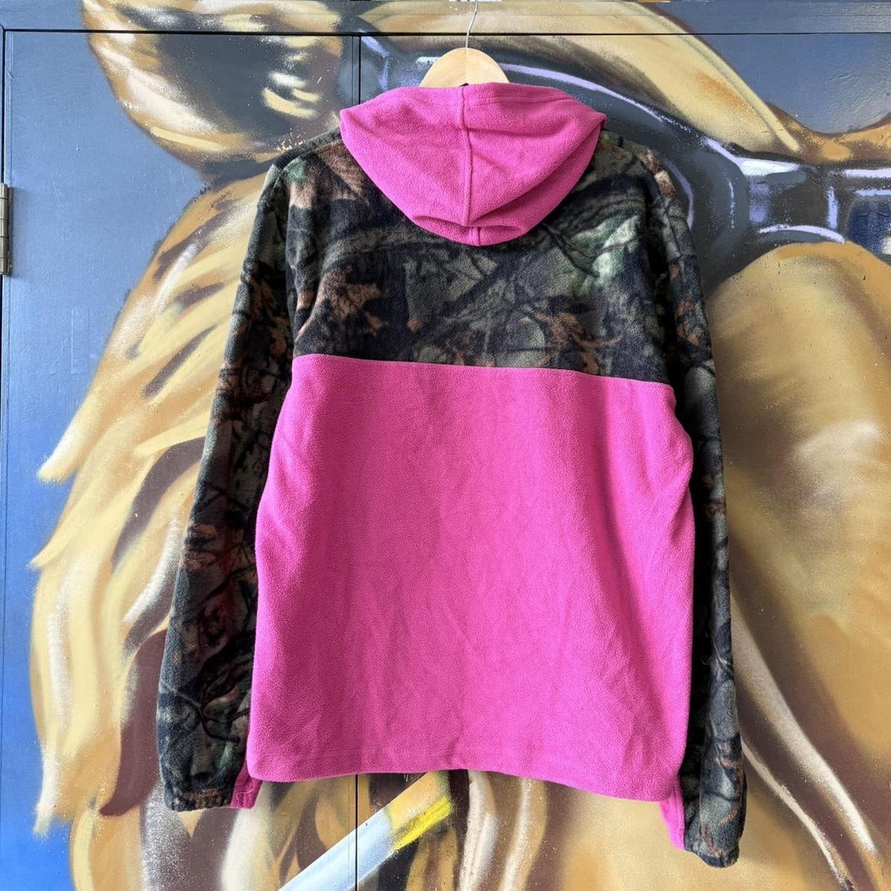 RealTree Mossy Oak Camo Pink Fleece Hoodie Mens Large Quarter Zip USA Hunting Gorpcore Streetwear Vintage 90s Y2K