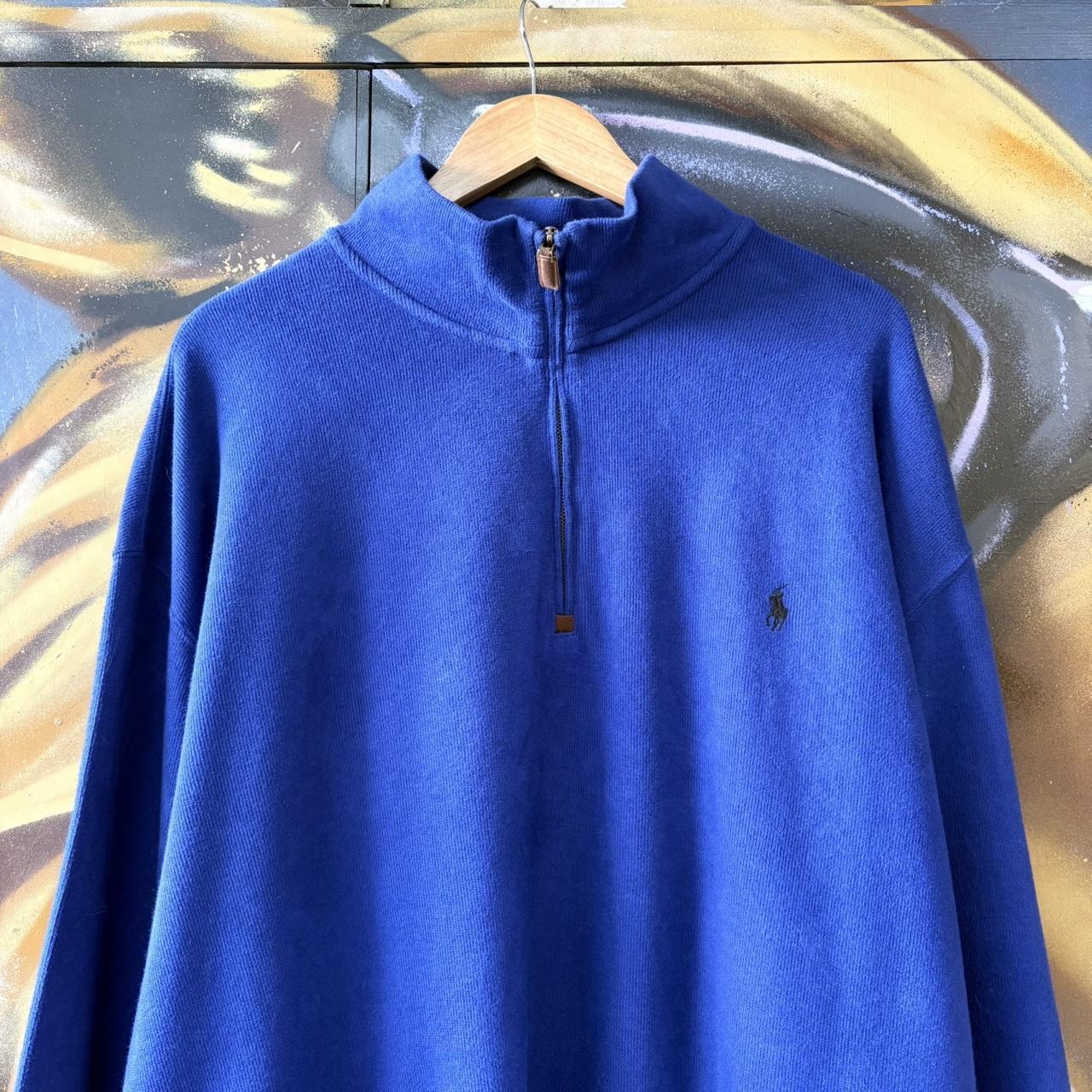 BR1602T-U- Vintage Ralph Lauren Blue 1/4 quarter zip up Sweatshirt jumper fleece top #Y2K #preppy #quarterzip #smartcasual #oldmoney