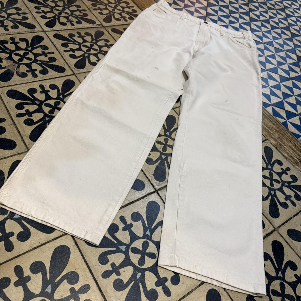 TRW400BR - Vintage retro essential  Cream Dickies Straight Leg Trousers pants casual workwear skate #workwear #wideleg #carpenter #dickies
