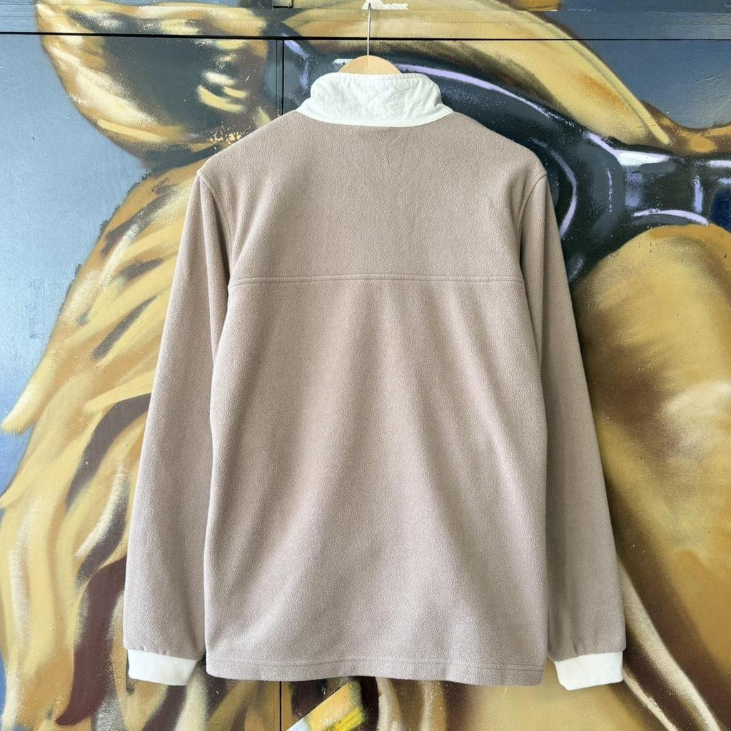 Vintage Adidas Originals Fleece Pullover Sweatshirt Mens Small Beige Cream Snap 1/4 Zip Jumper 90s Y2K