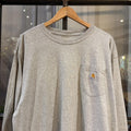 BR2306NK-F - Vintage Retro Essential Grey Carhartt Longsleeve Pocket Top Tee T-shirt with embroidered patch logo #skater #workwear #carhartt #y2k #longsleeve