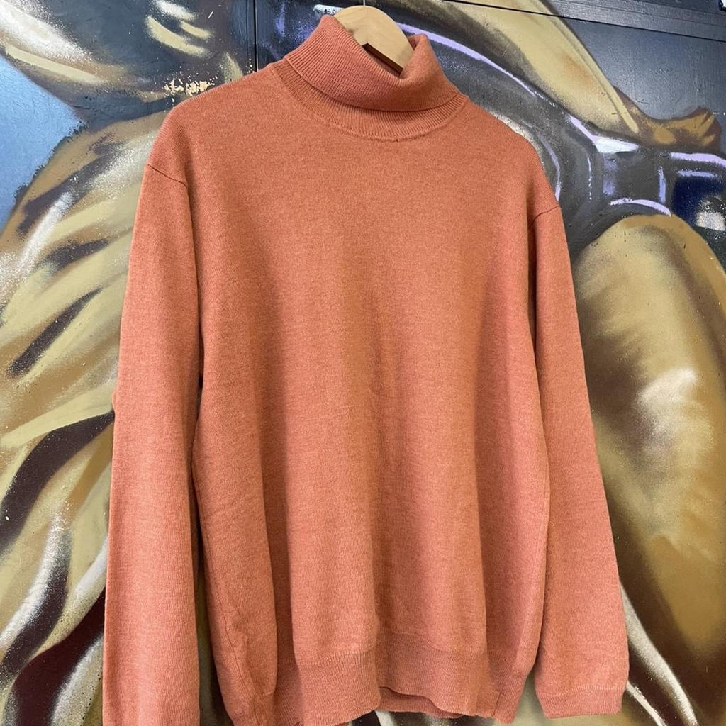 Italian Vintage Burnt Orange Roll Neck Cashmere Sweater