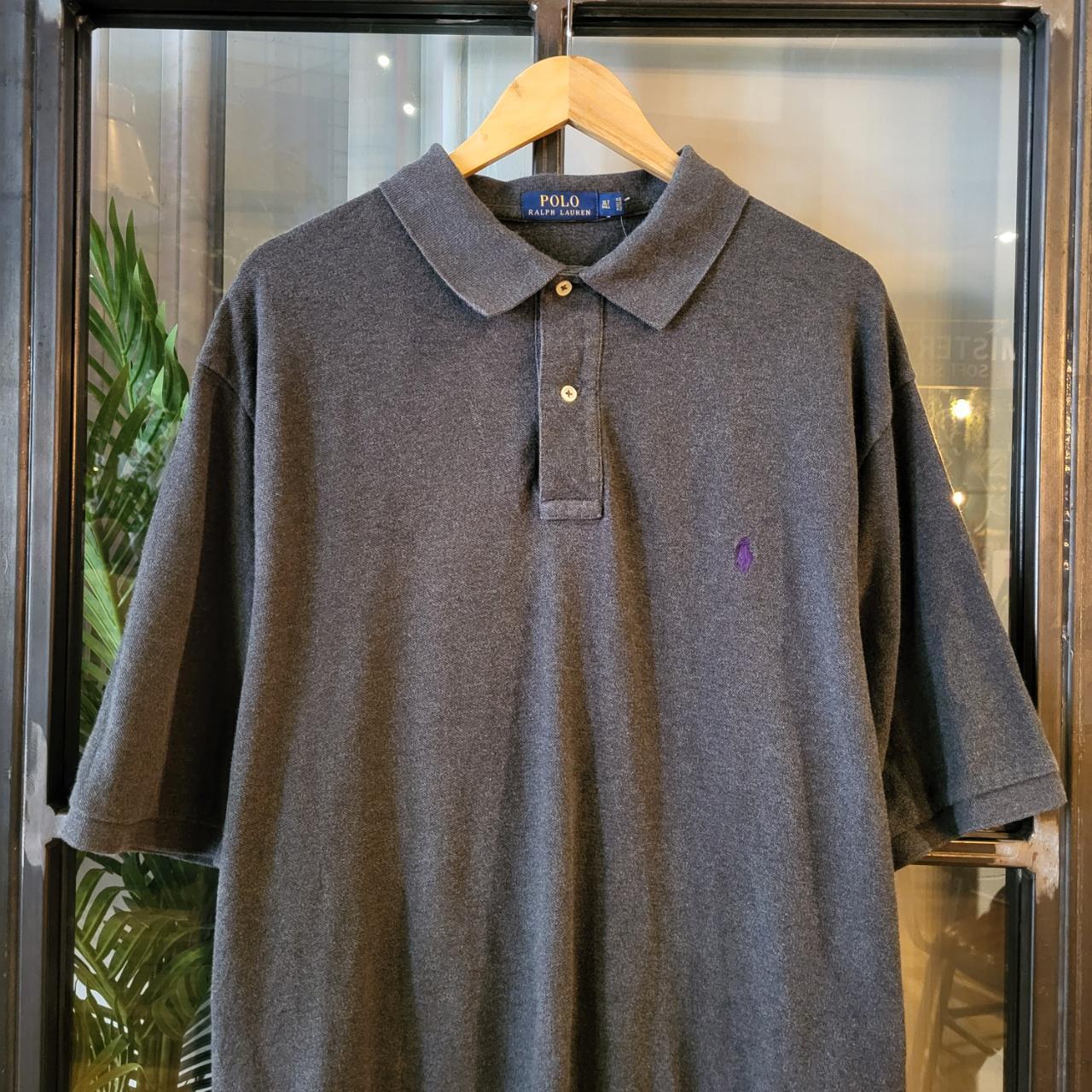POL017 - Vintage Ralph Lauren Grey Polo Shirt Short Sleeve collared button up top #Y2K #preppy #chiefkeef