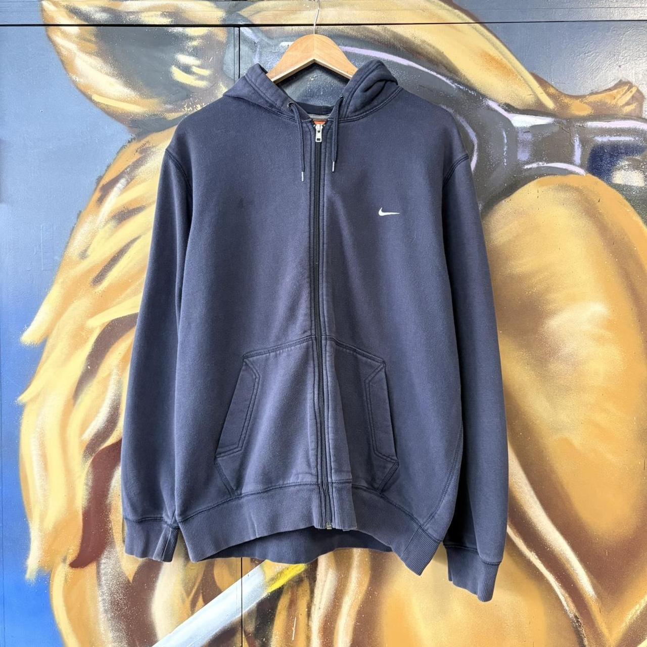 BR1912ABV-U - Vintage Retro Essential Nike Navy Full Zip Sweatshirt Hoodie with embroidered swoosh logo #90s #sportswear #essential #nike #y2k