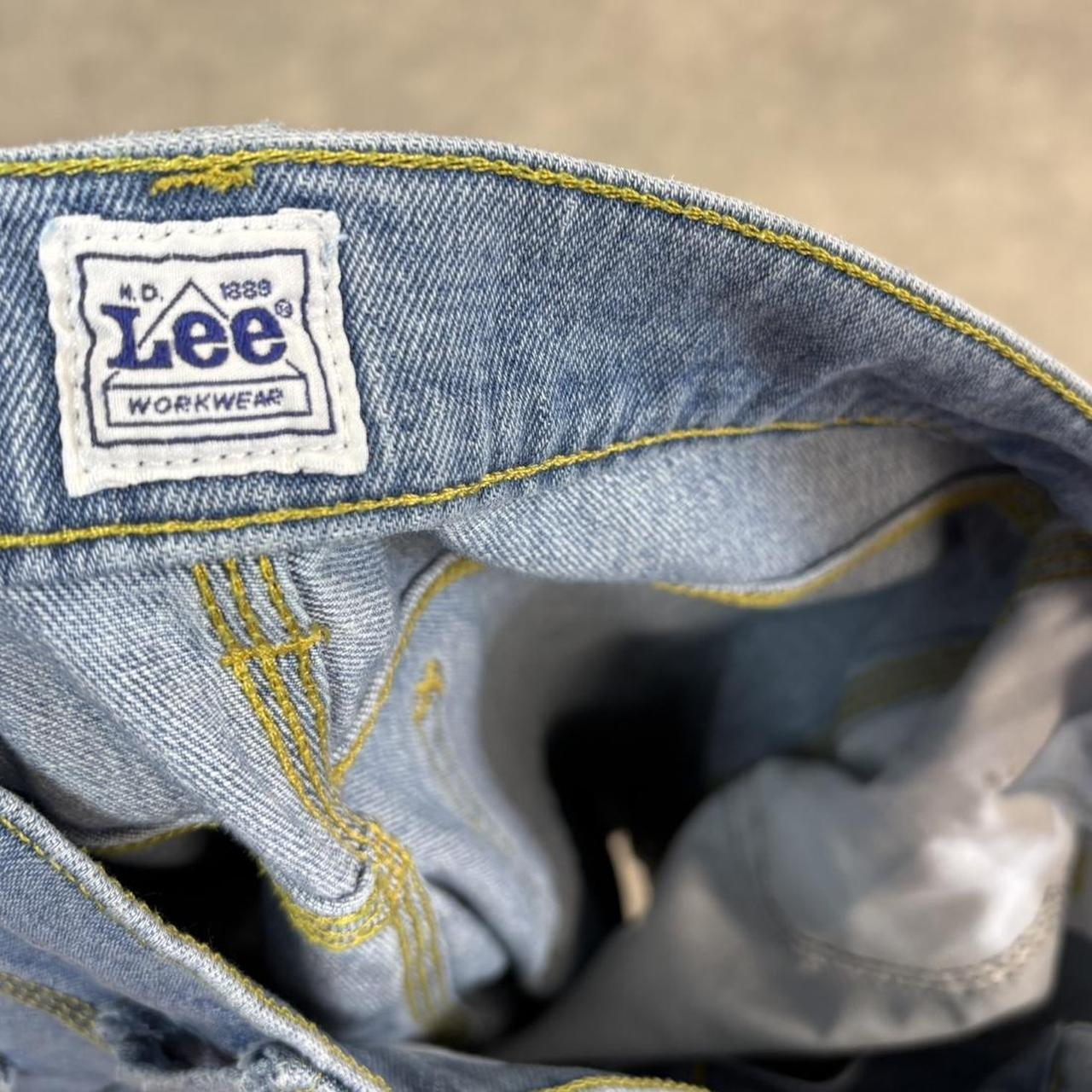 Vintage Light Blue Wash Lee Jorts Mens 29” Baggy Wide Leg Skate Surf Denim Jean Shorts Hip Hop Streetwear Y2K