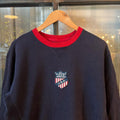 0425A34F-P - Vintage Retro Essential Navy Polo Ralph Lauren Crewneck Jumper Sweatshirt with USA embroidered logo #90s #sportswear #preppy #y2k #poloralphlauren