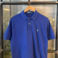 POL387F - Vintage Retro Ralph Lauren Plain Blue Polo Shirt Short Sleeve collared button up top  #Y2K #preppy #chiefkeef #oldmoney #ralphlauren