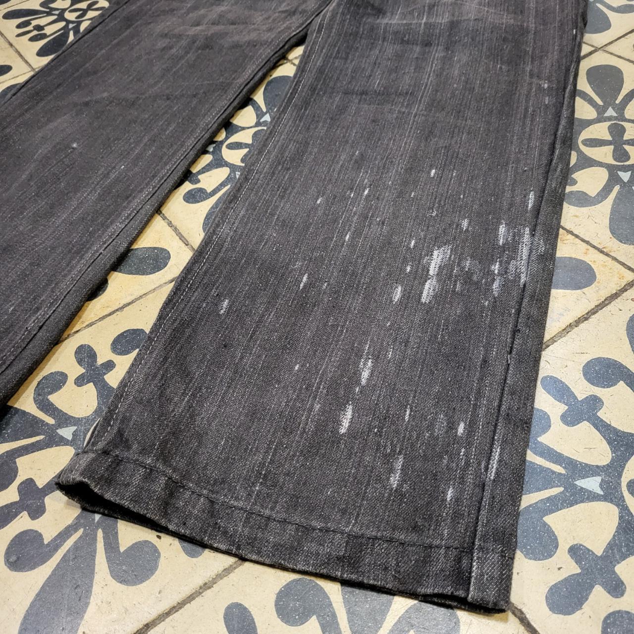 JNS203BR - Vintage retro essential Square Zero Black Wash Baggy Straight Leg Denim Jeans Trousers pants #denim #denimjeans #squarezero #embroidered