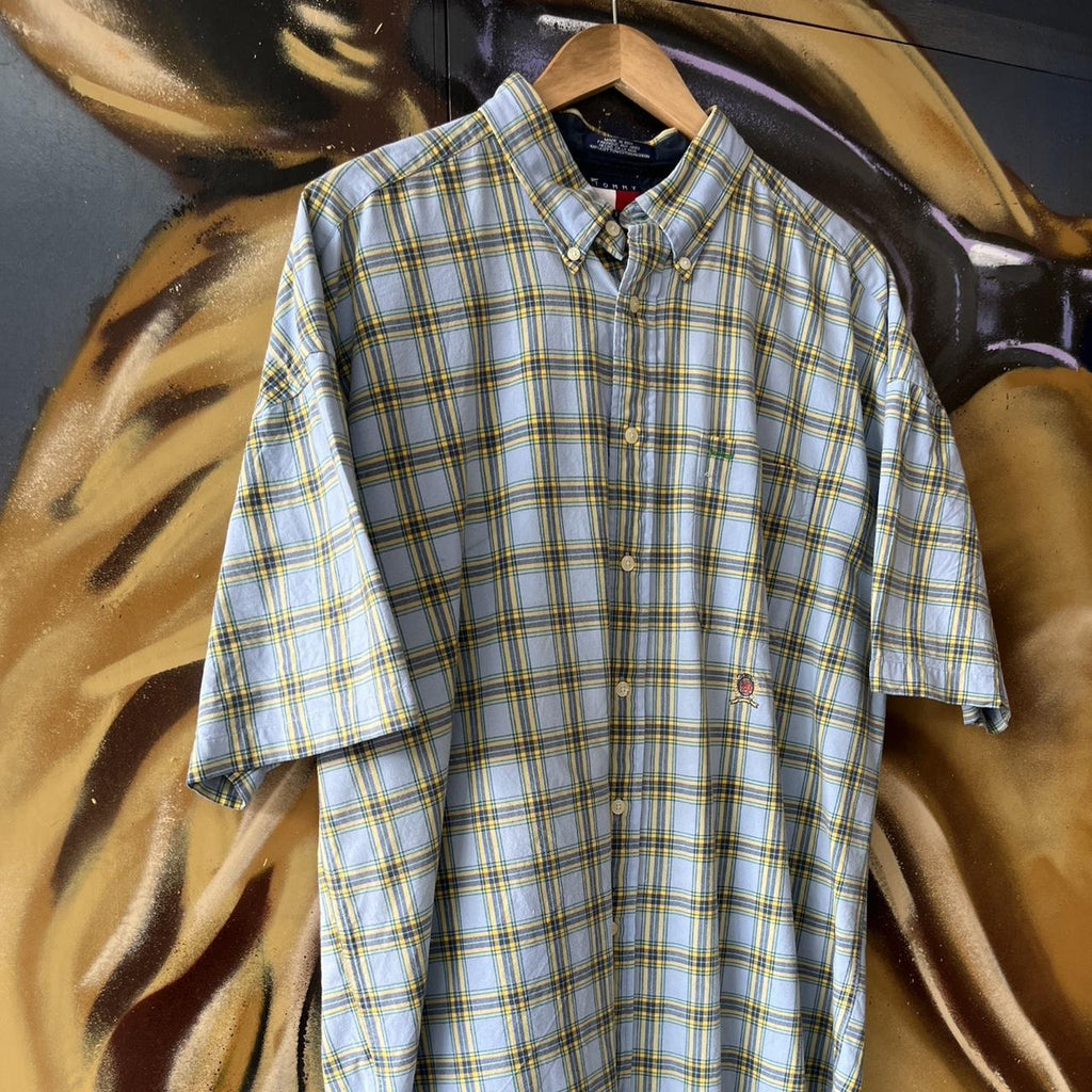 Checkered Short Sleeve Button Up Shirt