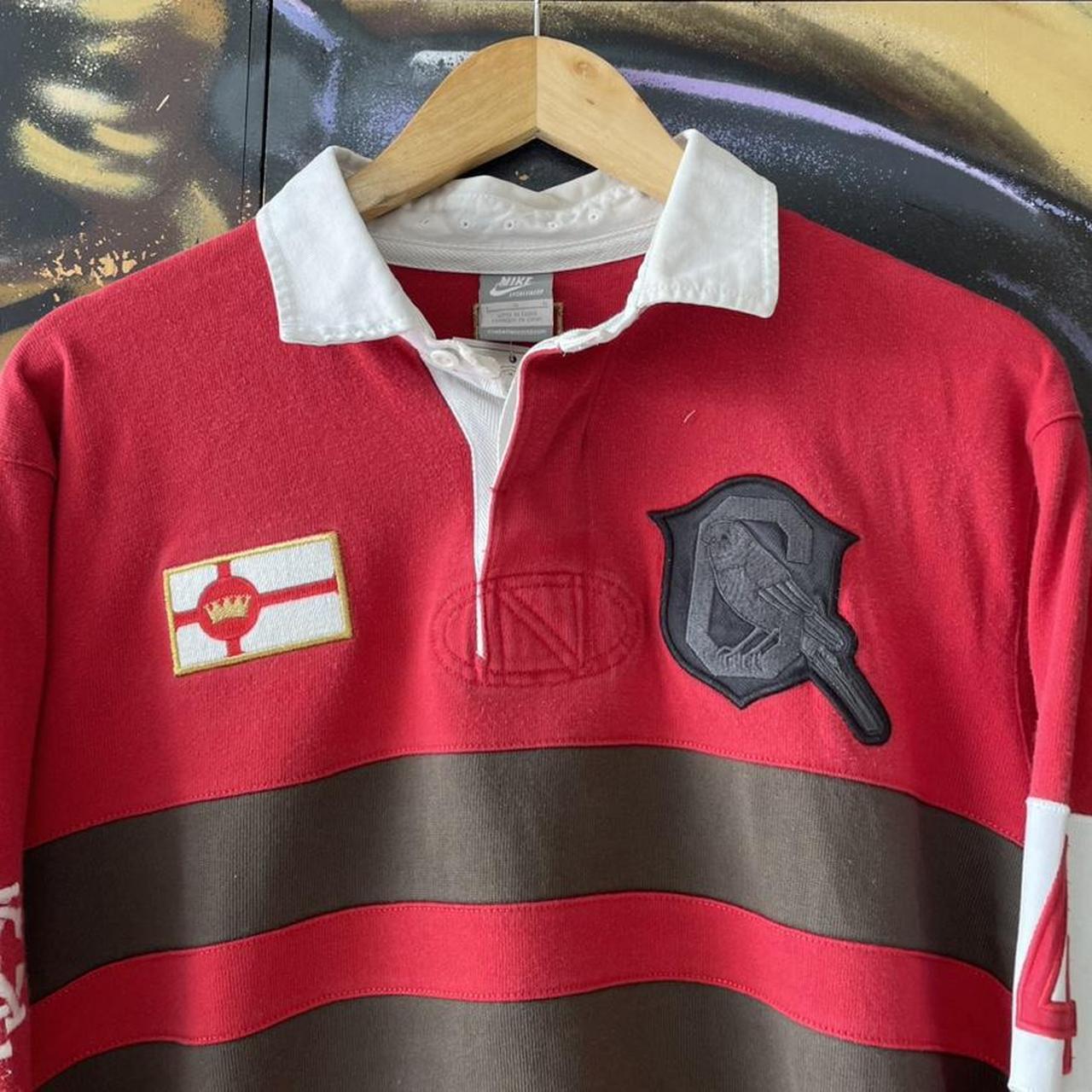 Y2K Nike Chest Stripe Long Sleeve Rugby Jersey